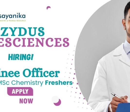 Freshers Job Vacancy at Zydus | BSc and MSc Chemistry Graduates Apply Now