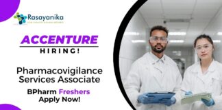 Freshers Jobs For BPharm at Accenture | Apply Now For Pharmacovigilance Services Associate Role
