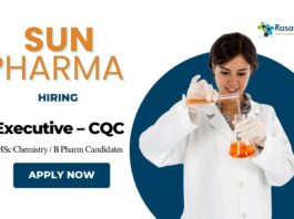 Freshers Pharma Jobs at Sun Pharmaceutical  Apply Now for the Executive – CQC Position