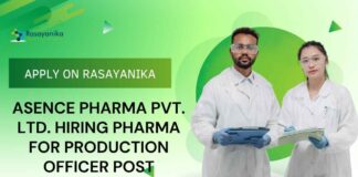 Industrial Chemistry Job Openings at Asence Pharma Pvt. Ltd.