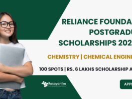 Reliance Foundation Postgraduate Scholarships 2025-26 For Chemistry