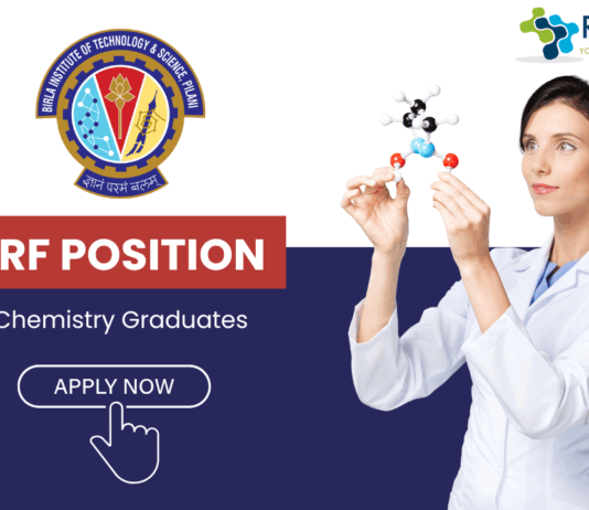JRF Position at BITS Pilani - Chemistry Graduates Apply Online
