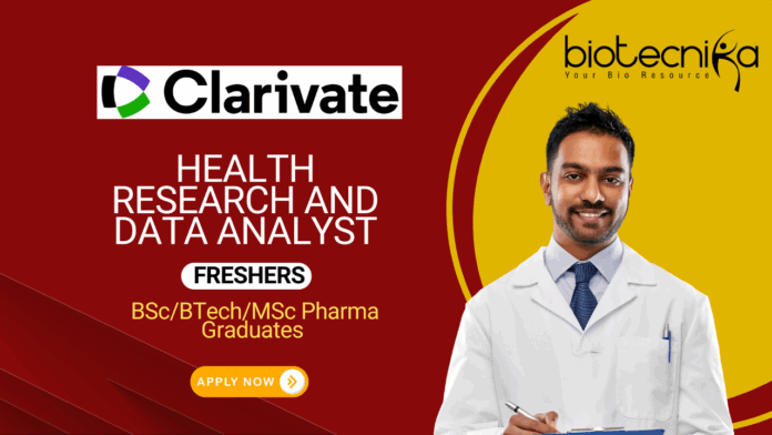 Jobs for Pharma Graduates - Apply Now for the Healthcare Research & Data Analyst Role at Clarivate