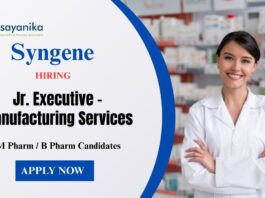Junior Executive Jobs at Syngene | M Pharm Candidates Apply Now
