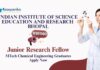 Junior Research Fellow Jobs at IISER Bhopal | MTech Chemical Engineering Graduates Apply Now