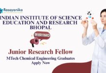 Junior Research Fellow Jobs at IISER Bhopal | MTech Chemical Engineering Graduates Apply Now
