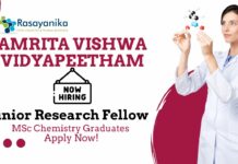 Junior Research Fellow Vacancy at Amrita Vishwa Vidyapeetham | MSc Chemistry Graduates Apply Now