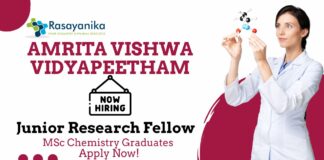 Junior Research Fellow Vacancy at Amrita Vishwa Vidyapeetham | MSc Chemistry Graduates Apply Now