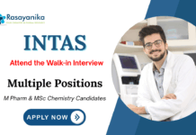 M Pharm Jobs at Intas Pharmaceutical  | Apply Now for Multiple Positions