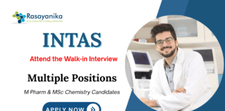 M Pharm Jobs at Intas Pharmaceutical  | Apply Now for Multiple Positions