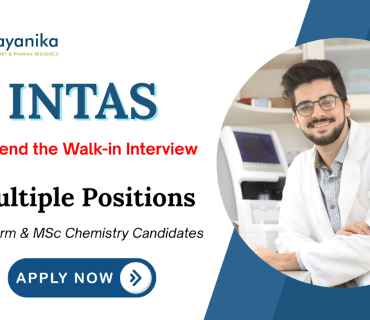 M Pharm Jobs at Intas Pharmaceutical  | Apply Now for Multiple Positions