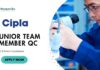 Latest M Pharma Jobs at Cipla | Apply now for Junior Team Member Quality Control Position