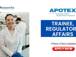 Latest Pharma Jobs at Apotex Apply Now for Trainee Regulatory Affairs Position