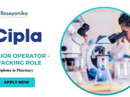 Latest Pharma Jobs at Cipla |  Apply Now for Junior Operator - Packing Role