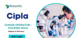 Latest Pharma Jobs at Cipla |  Apply Now for Junior Operator - Packing Role