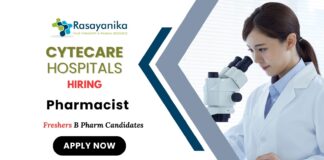 Freshers Pharmacist Jobs at Cytecare Hospitals | B Pharm Candidates Apply Now