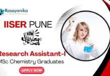 MSc Chemistry Job Vacancy at IISER Pune | Apply Now For The Research Assistant-I Role
