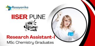 MSc Chemistry Job Vacancy at IISER Pune | Apply Now For The Research Assistant-I Role