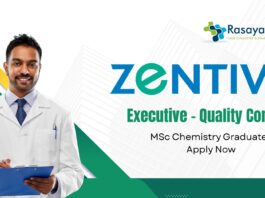MSc Chemistry Jobs At Zentiva | Apply Now For The Executive – Quality Control Role