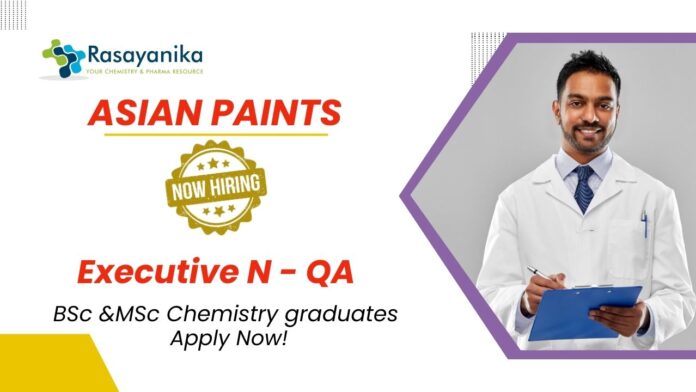 MSc Chemistry Jobs at Asain Paints | Apply Now For The Executive - Quality Assurance Role