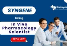 Syngene In Vivo Pharmacology Scientist hiring