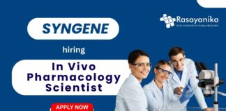Syngene In Vivo Pharmacology Scientist hiring