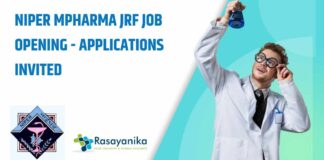 MPharma Latest JRF Jobs in NIPER