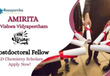 PhD Chemistry Vacancies at Amrita Vishwa Vidyapeetham | Apply Now For Postdoctoral Fellow Role
