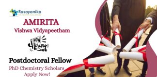 PhD Chemistry Vacancies at Amrita Vishwa Vidyapeetham | Apply Now For Postdoctoral Fellow Role