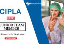 Pharma Jobs at Cipla MSc Graduates Apply Now for the Junior Team Member - QA Role