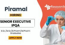 Pharma Jobs at Piramal Group BSc Graduates Apply Now for the Senior Executive Role 
