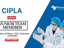 Pharma Jobs for Freshers at Cipla Apply Now for the Junior Team Member Position