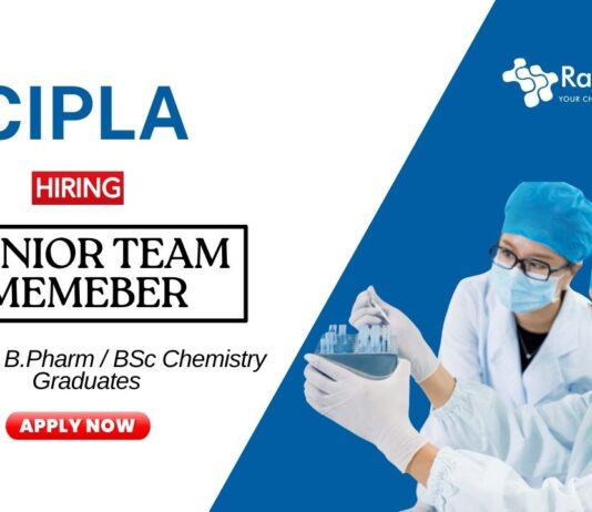 Pharma Jobs for Freshers at Cipla Apply Now for the Junior Team Member Position
