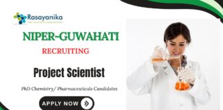 Pharmaceuticals Jobs at NIPER-Guwahati | Apply Now for Project Scientist Position