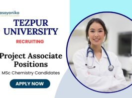 Project Associate Jobs at Tezpur University | MSc Chemistry Candidates Apply Now