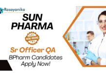 Quality Assurance Jobs at Sun Pharma | BPharm Candidates Apply Now for IPQA in API Role