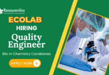 Quality Engineer Jobs at Ecolab | BSc Chemistry Candidates Apply Now