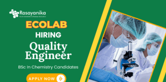 Quality Engineer Jobs at Ecolab | BSc Chemistry Candidates Apply Now