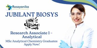 Research Associate Jobs at Jubilant Biosys |  MSc Analytical Chemistry Graduates Apply Now