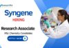 Research Associate Jobs at Syngene | MSc Chemistry Candidates Apply Now