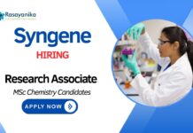Research Associate Jobs at Syngene | MSc Chemistry Candidates Apply Now