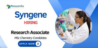 Research Associate Jobs at Syngene | MSc Chemistry Candidates Apply Now