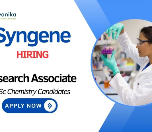 Research Associate Jobs at Syngene | MSc Chemistry Candidates Apply Now