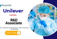 Research Associate Jobs at Unilever | MSc Chemistry Candidates Apply Now