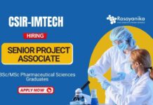 Research Job at CSIR-IMTECH Pharma Graduates Apply Now for the Senior Project Associate Position