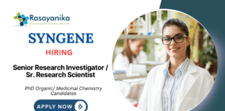 Scientist Jobs at Syngene | Apply Now for Senior Research Investigator Position