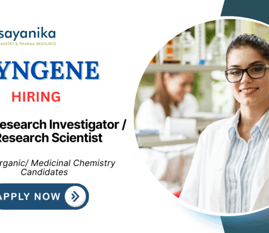 Scientist Jobs at Syngene | Apply Now for Senior Research Investigator Position