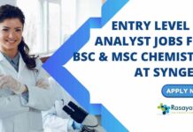 BSc & MSc Chemistry Job Openings at Syngene