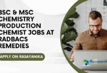 BSc & MSc Chemistry Production Chemist Jobs