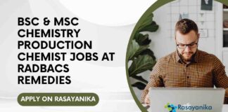 BSc & MSc Chemistry Production Chemist Jobs
